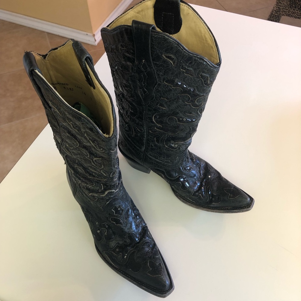Corral Amanda Black Sequin Leather Boots
